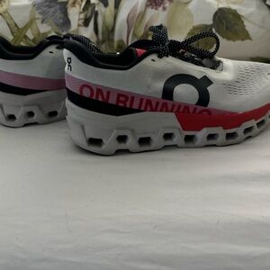 On Cloud Running Black and Red Sneakers